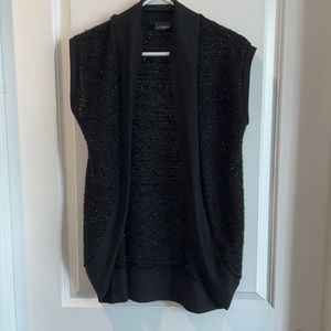 Black sparkly sleeveless open vest